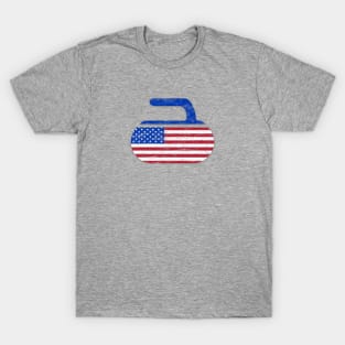 American Flag Curling USA Stars and Stripes Curling Stone T-Shirt
